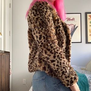 Leopard Print Faux Fur Jacket